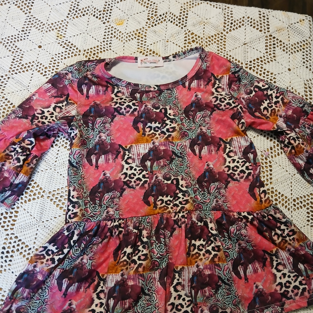 Colorful Kids Horse Print Blouse